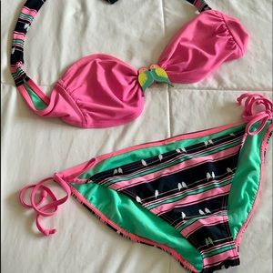 Pink strapless bikini